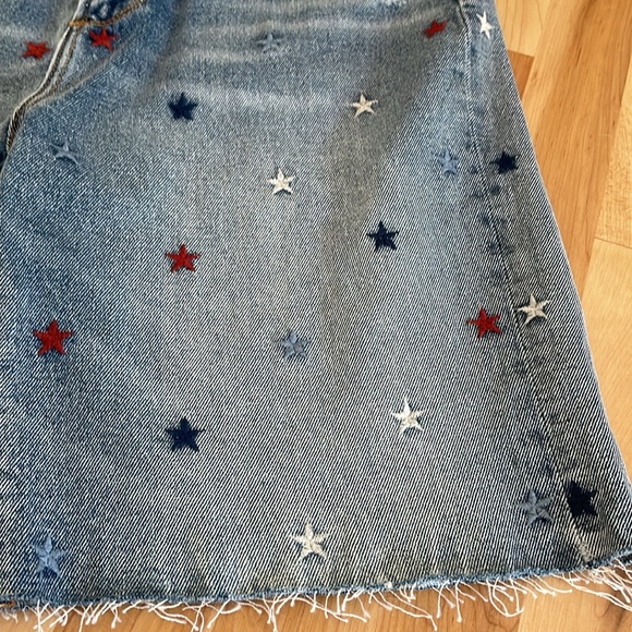 NWT Driftwood x Free People Embroidered Denim Bermudas in Starry Eyed size 29 - Picture 4 of 12